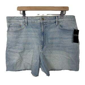 NWT Lauren Ralph Lauren High Rise Cut Off Jean Shorts Women Size 16 Denim Light
